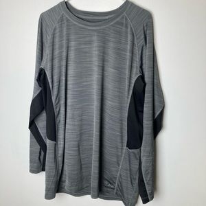 Hang Ten UPF50+ Grey Long Sleeve Breathable shirt with zip pocket on lower back.